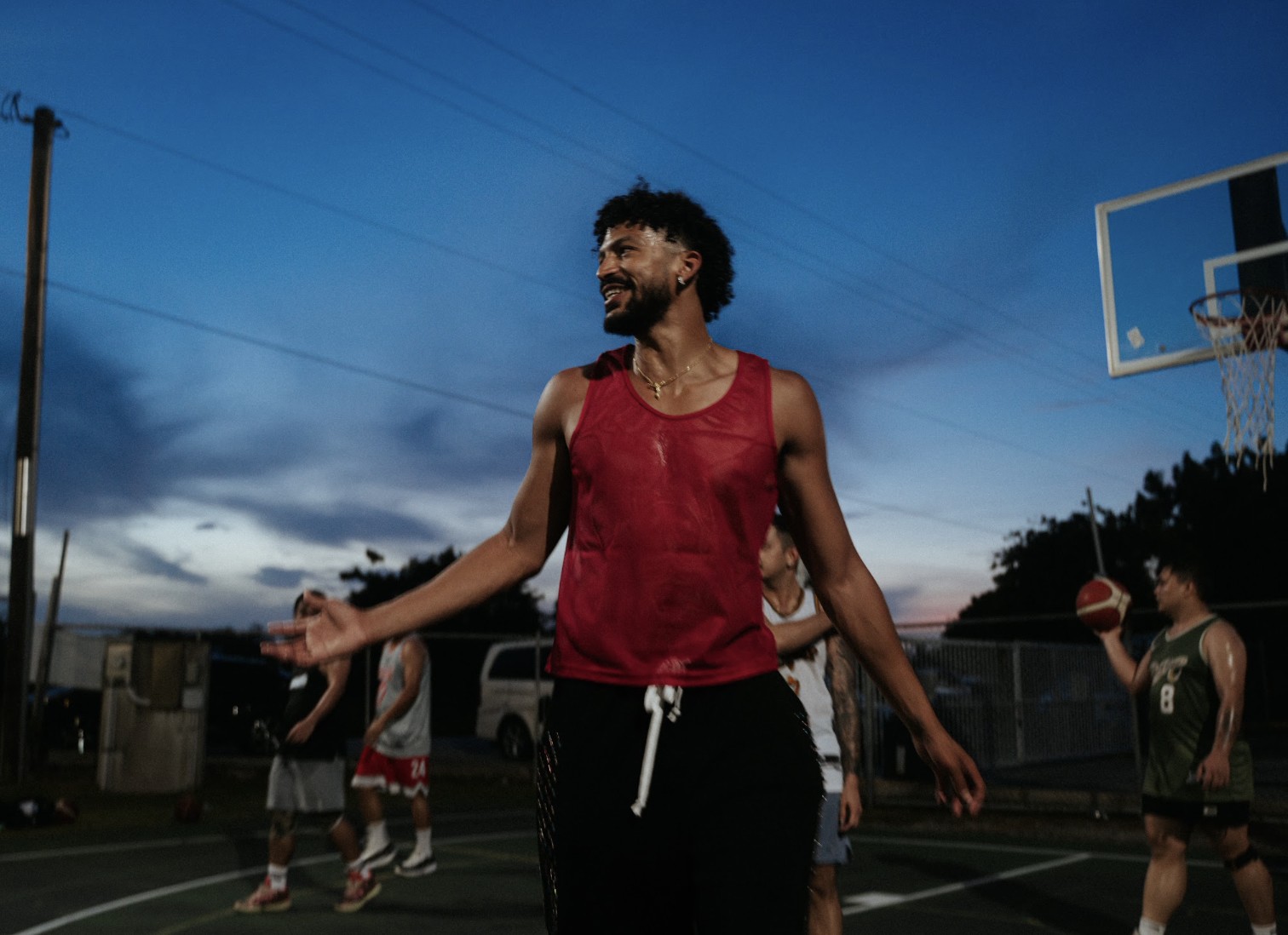 Dusk on the local court at the 3x3 tournament. Sam Su
