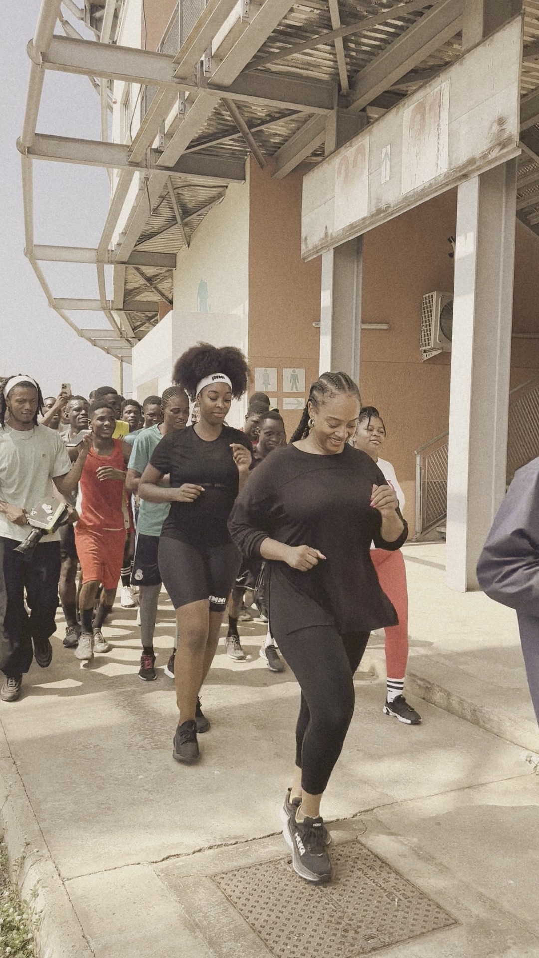 Group run with local athletes, Accra