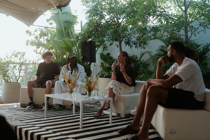 The rooftop athlete panel at Palm Heights, moderated by Protean Sports