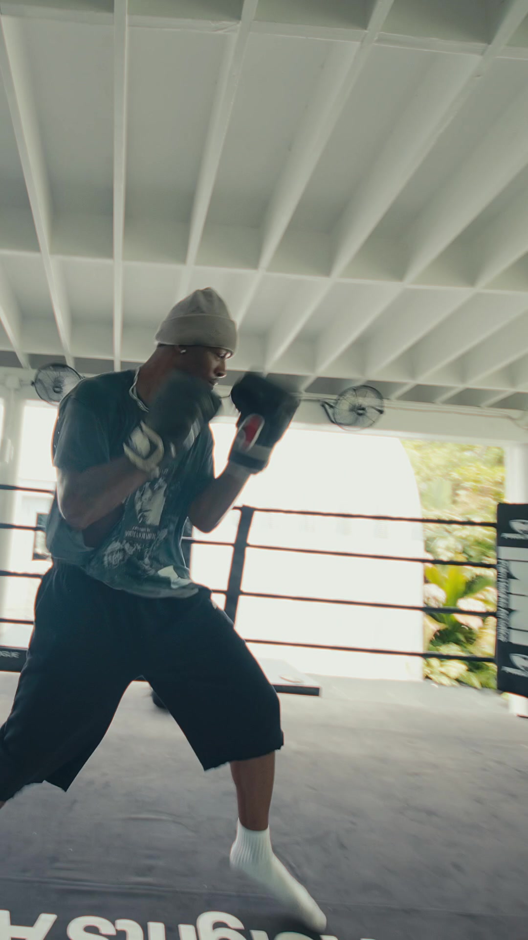 Boxing conditioning under the covered gym