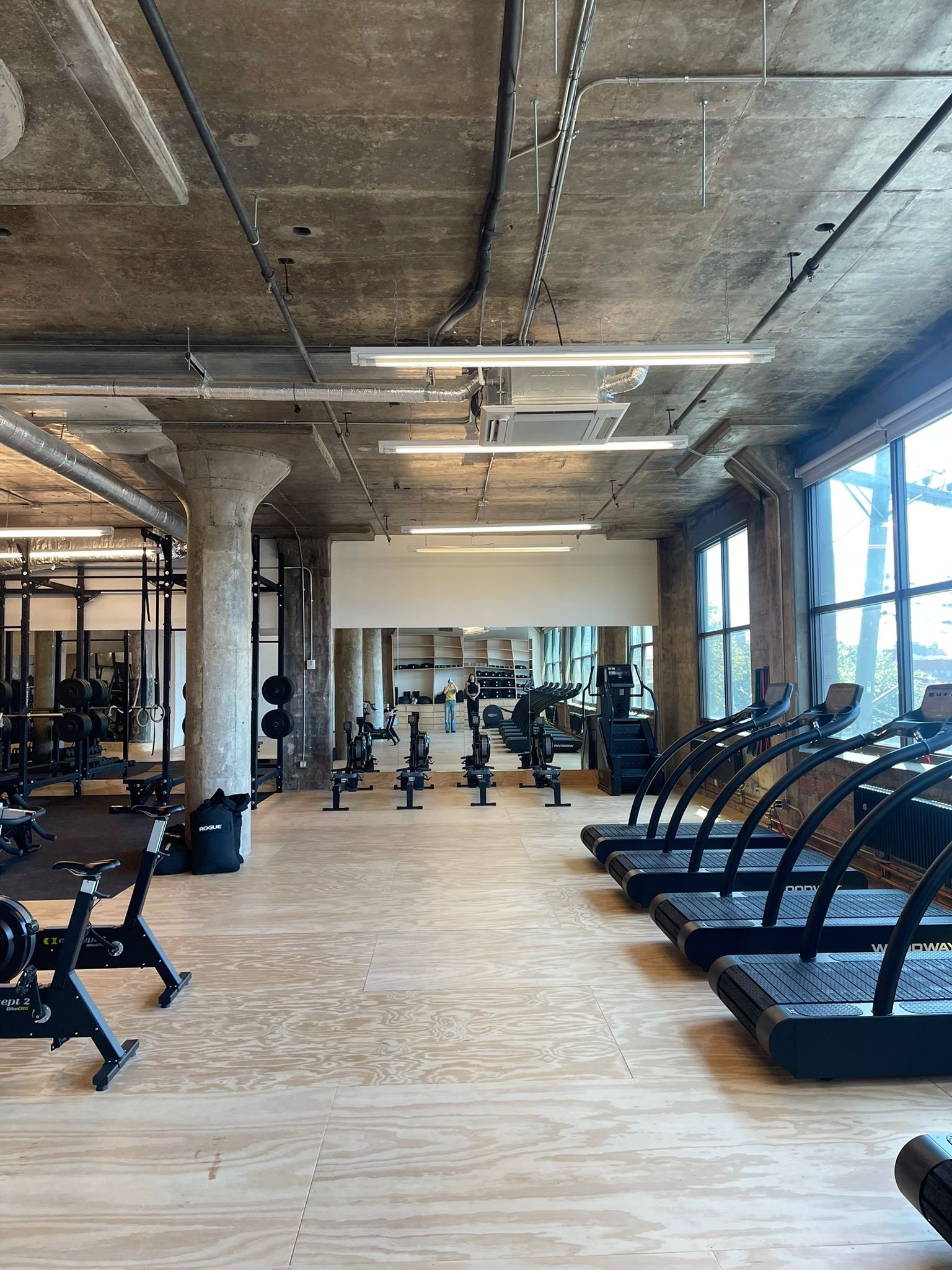 The training floor at SAA in Brooklyn, inside a converted steel mill